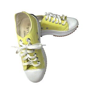 Stylus Womens Yellow & White Canvas Sneakers Size 36